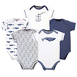 Touched by Nature Preemie 5-Pack Organic Cotton Whale Bodysuits in Blue