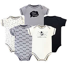 Touched by Nature Preemie 5-Pack Organic Cotton Mr. Moon Bodysuits in Black/Grey
