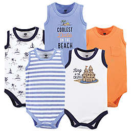 Hudson Baby® Size 12-18M 5-Pack Sandcastle Sleeveless Bodysuits