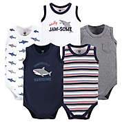 Hudson Baby&reg; Size 0-3M 5-Pack Shark Sleeveless Bodysuits