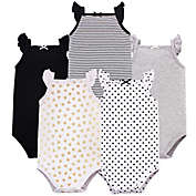 Hudson Baby&reg; Size 0-3M 5-Pack Sleeveless Bodysuits in Black/Gold