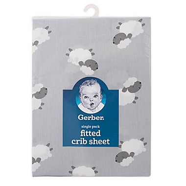Gerber&reg; Lamb Fitted Crib Sheet in Grey/White. View a larger version of this product image.