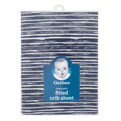 navy stripe crib sheet