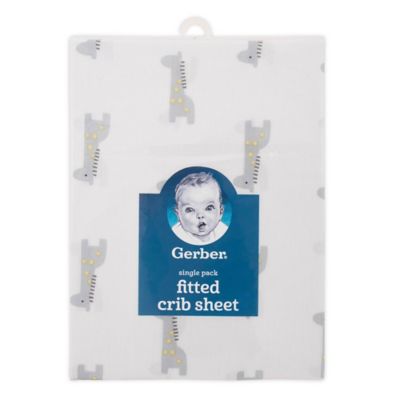 Gerber&reg; Giraffe Cotton Fitted Crib Sheet in Grey/White