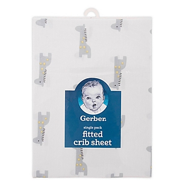 Gerber&reg; Giraffe Cotton Fitted Crib Sheet in Grey/White. View a larger version of this product image.