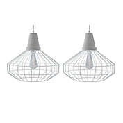 Southern Enterprses Brinland Pendant Lamp with Cage Style Metal Shade (Set of 2)