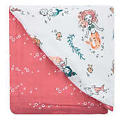 Bebe Au Lait&reg; Mermaids and Bubbles Luxury Stroller Blanket in Pink/White