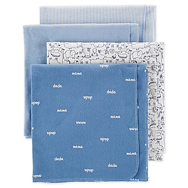carter&#39;s&reg; 4-Pack Animal Receiving Blankets in Blue/White. View a larger version of this product image.