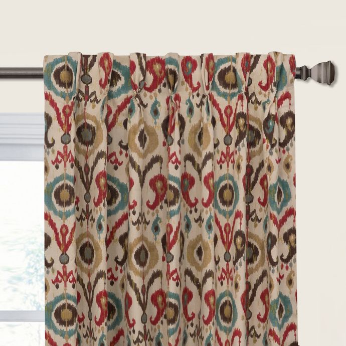Holiday Ikat Pinch Pleat Room Darkening Window Curtain Panel Bed