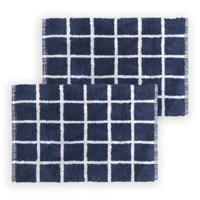 blue and white bath rug