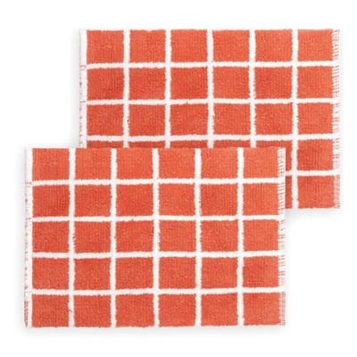 coral bath rug set