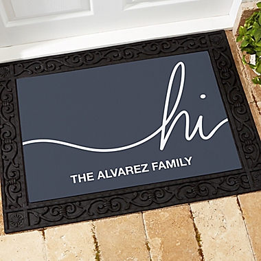 Hello &amp; Welcome Personalized 18-Inch x 27-Inch Doormat. View a larger version of this product image.