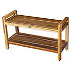 Alternate image 0 for EcoDecors&trade; Classic 35-Inch Teak Shower Bench with Shelf and Arms in Natural