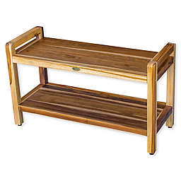 EcoDecors™ Classic 35-Inch Teak Shower Bench with Shelf and Arms in Natural