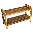 Alternate image 1 for EcoDecors&trade; Classic 35-Inch Teak Shower Bench with Shelf and Arms in Natural