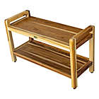 Alternate image 3 for EcoDecors&trade; Classic 35-Inch Teak Shower Bench with Shelf and Arms in Natural