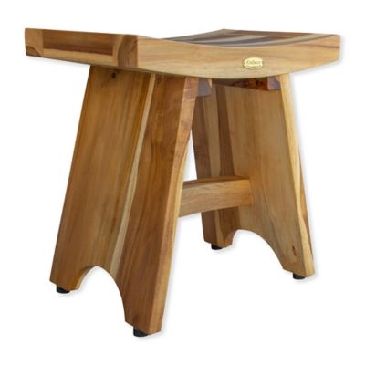 EcoDecorsâ¢ Serenity 18-Inch Teak Shower Stool in Natural | Bed Bath & Beyond