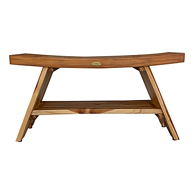EcoDecors&trade; Serenity 35-Inch Teak Shower Bench with Shelf in Natural. View a larger version of this product image.
