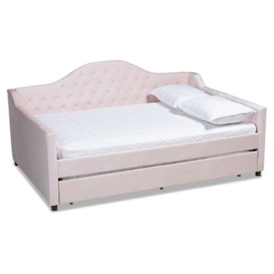 Kristel Velvet Upholstered Daybed With, White Queen Trundle Bed