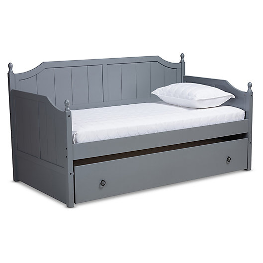 Baxton Studio Clancy Finished Wood Twin, Wood Twin Trundle Bed Daybed