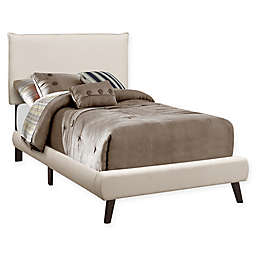 Monarch Specialties® Wingback Twin Linen Upholstered Panel Bed in Beige