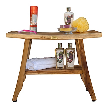 EcoDecors&reg; EarthyTeak&trade; Satori 24-Inch Teak Shower Bench with Shelf. View a larger version of this product image.