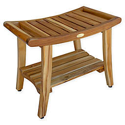 EcoDecors® Harmony™ 24-Inch Teak Bench with Shelf and LiftAide™ Arms