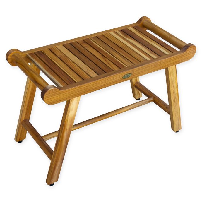 Ecodecors Teak Harmony 30 Inch Bench With Shelf And Arms Bed Bath Beyond