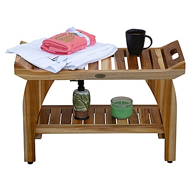 EcoDecors&reg; EarthyTeak&trade; Tranquility 30-Inch Bench with Shelf. View a larger version of this product image.