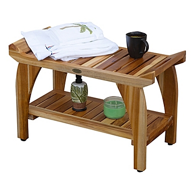EcoDecors&reg; EarthyTeak&trade; Tranquility 30-Inch Bench with Shelf. View a larger version of this product image.