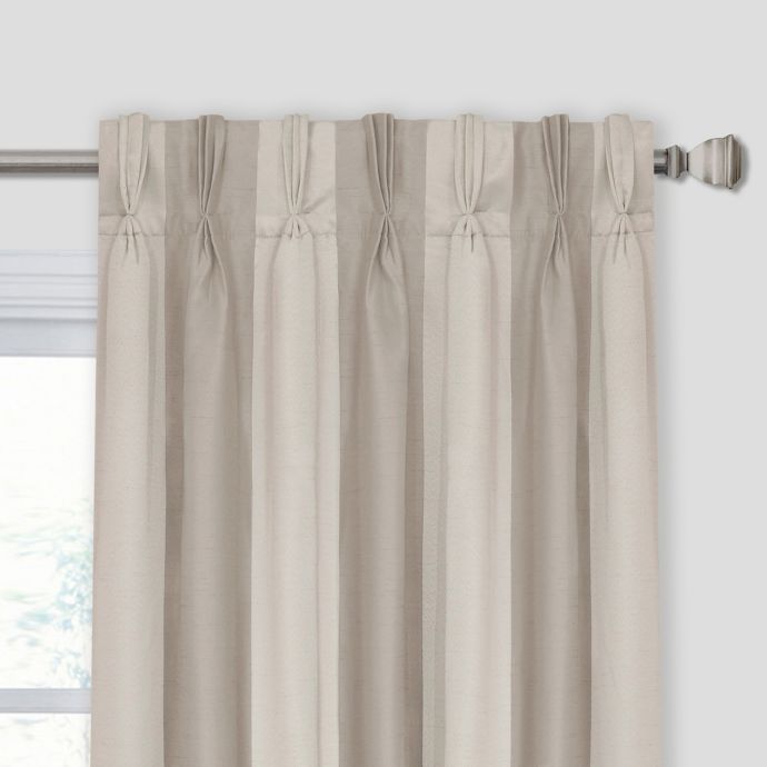 Lina Stripe Pinch Pleat Room Darkening Window Curtain Panel Bed