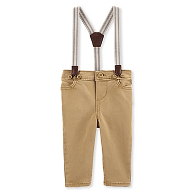OshKosh B&#39;gosh&reg; Size 12M Khaki Suspender Pants in Brown. View a larger version of this product image.