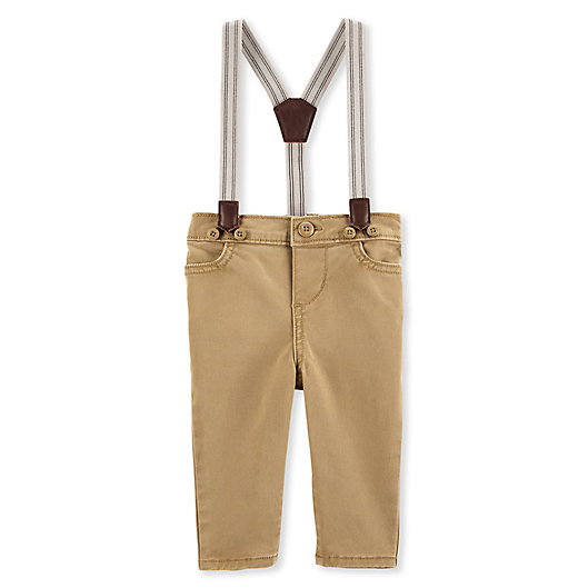 Alternate image 1 for OshKosh B'gosh® Khaki Suspender Pants in Brown