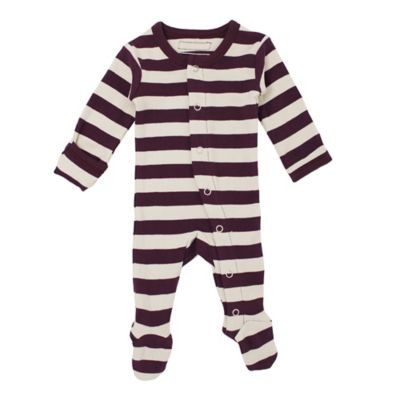 L&#39;ovedbaby&reg; Striped Organic Cotton Footie in Eggplant