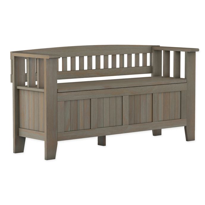 Simpli Home Acadian Storage Bench In Grey Bed Bath Beyond