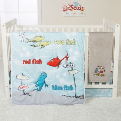 Dr. Seuss&trade; One Fish, Two Fish Crib Bedding Set in Blue/White