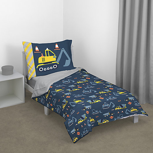 Toddler Bedding Set In Navy, Dream Factory Trucks Tractors & Cars Bed Set Twin