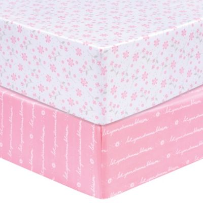 Sammy &amp; Lou Floral Fitted Crib Sheets in Pink/Grey (Set of 2)