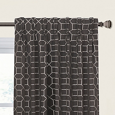 Mack 63-Inch Pinch Pleat/Back Tab Window Curtain Panel in Graphite (Single). View a larger version of this product image.