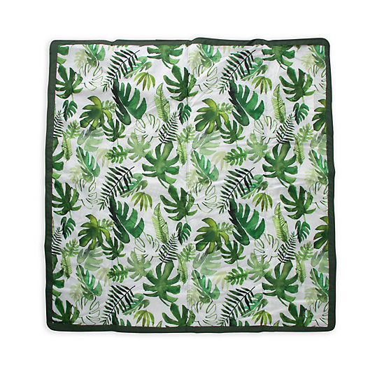 in blue with tropical flowers Fly with pocket towel