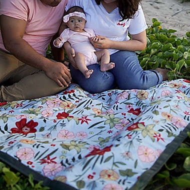 Little Unicorn 60-Inch Square Primrose Outdoor Blanket in Teal/Red. View a larger version of this product image.