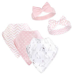 Hudson Baby® 5-Piece Bunny Bib and Headband Set in Pink