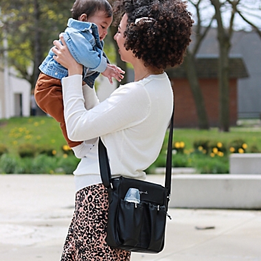 Anjie+Ash Crossbody Parent Diaper Bag in Black. View a larger version of this product image.