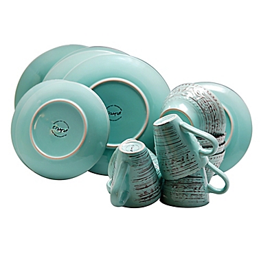 Elama Ocean Aromas 16-Piece Dinnerware Set in Turquoise. View a larger version of this product image.