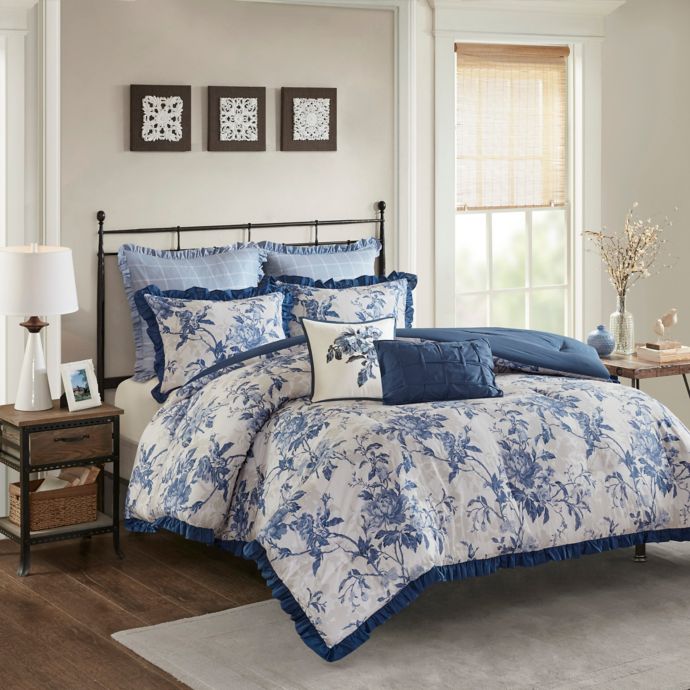 Madison Park Abigail 3 Piece Cotton Printed Ruffle Duvet Cover Set