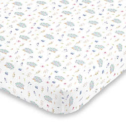 NoJo® Flower and Hedgehog Fitted Crib Sheet in Blue