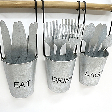 Bee & Willow&trade; "Laugh Drink Eat" 16.9-Inch x 11.8-Inch Hanging Cutlery Wall Art. View a larger version of this product image.