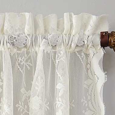 No.918&reg; Alison Lace Scalloped Sheer 14-Inch Valance Pair in Ivory. View a larger version of this product image.