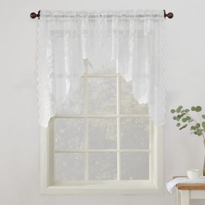 Reef Marine White Knit Lace Kitchen Curtains Choice of Tier Valance or Swag 