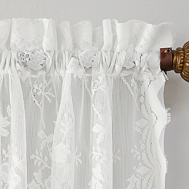 No.918&reg; Alison Lace Scalloped Sheer Swag Valance Pair in White. View a larger version of this product image.